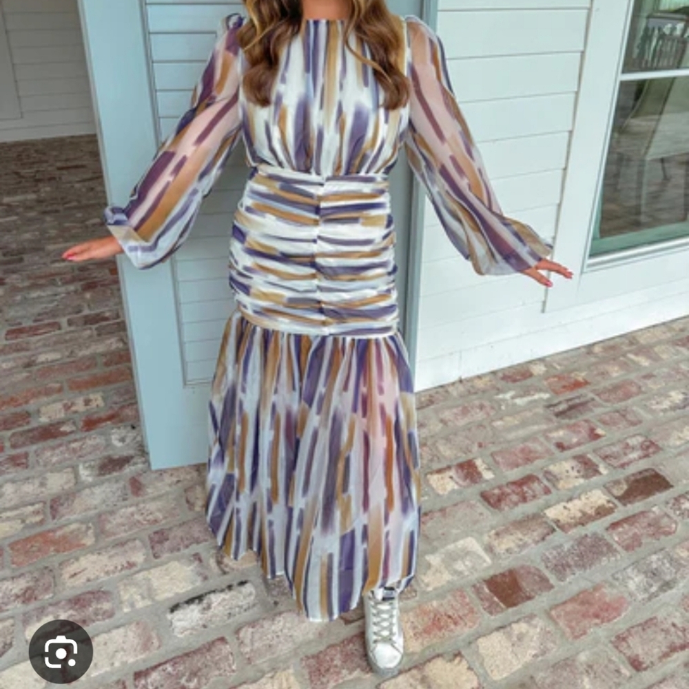 Chic Striped Long Sleeve Dress